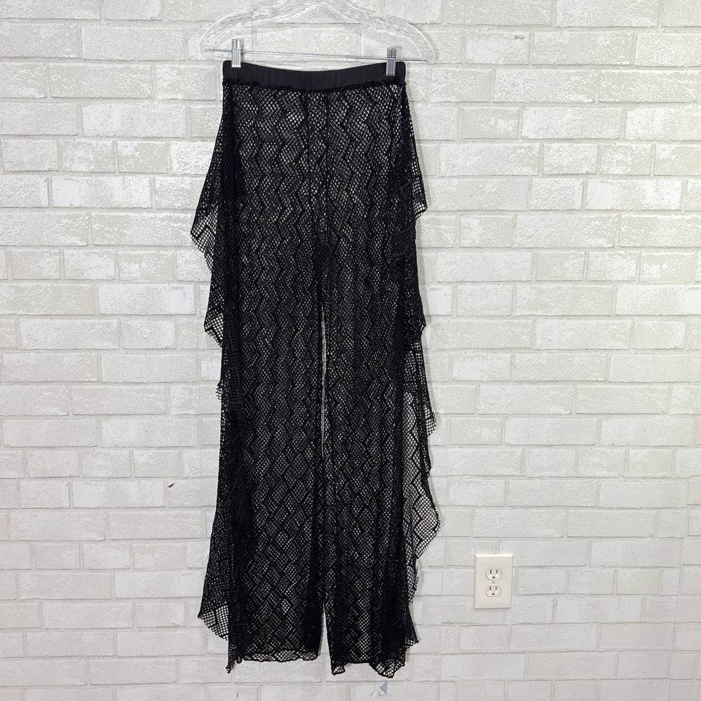 Black Sheer Mesh Whimsigoth Pants Size Small Fairy Grunge Witch Vamp Goth Rave - Picture 6 of 11